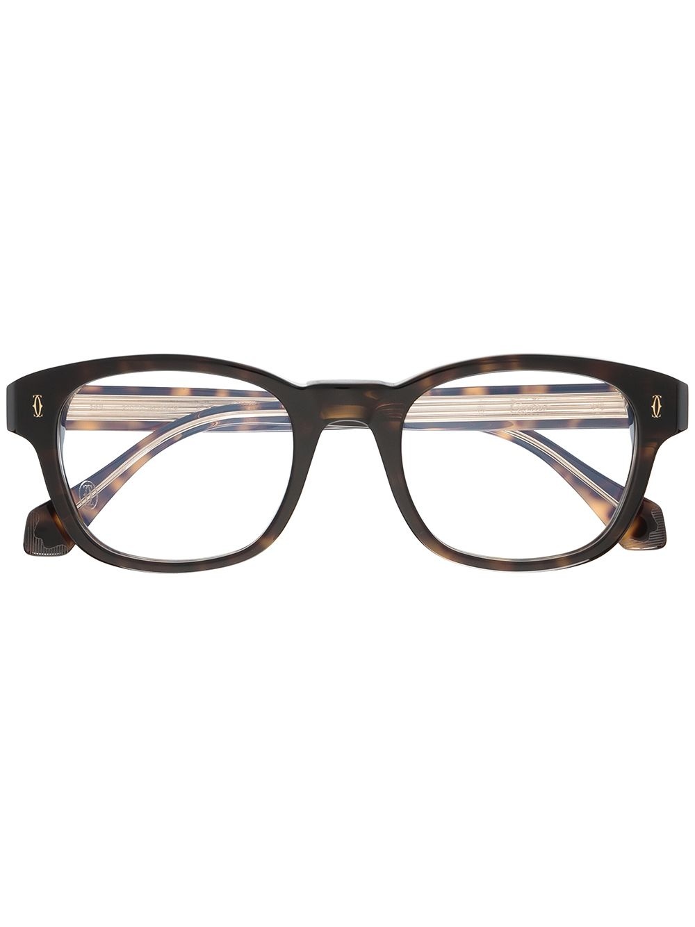 tortoiseshell effect round-frame glasses - 1