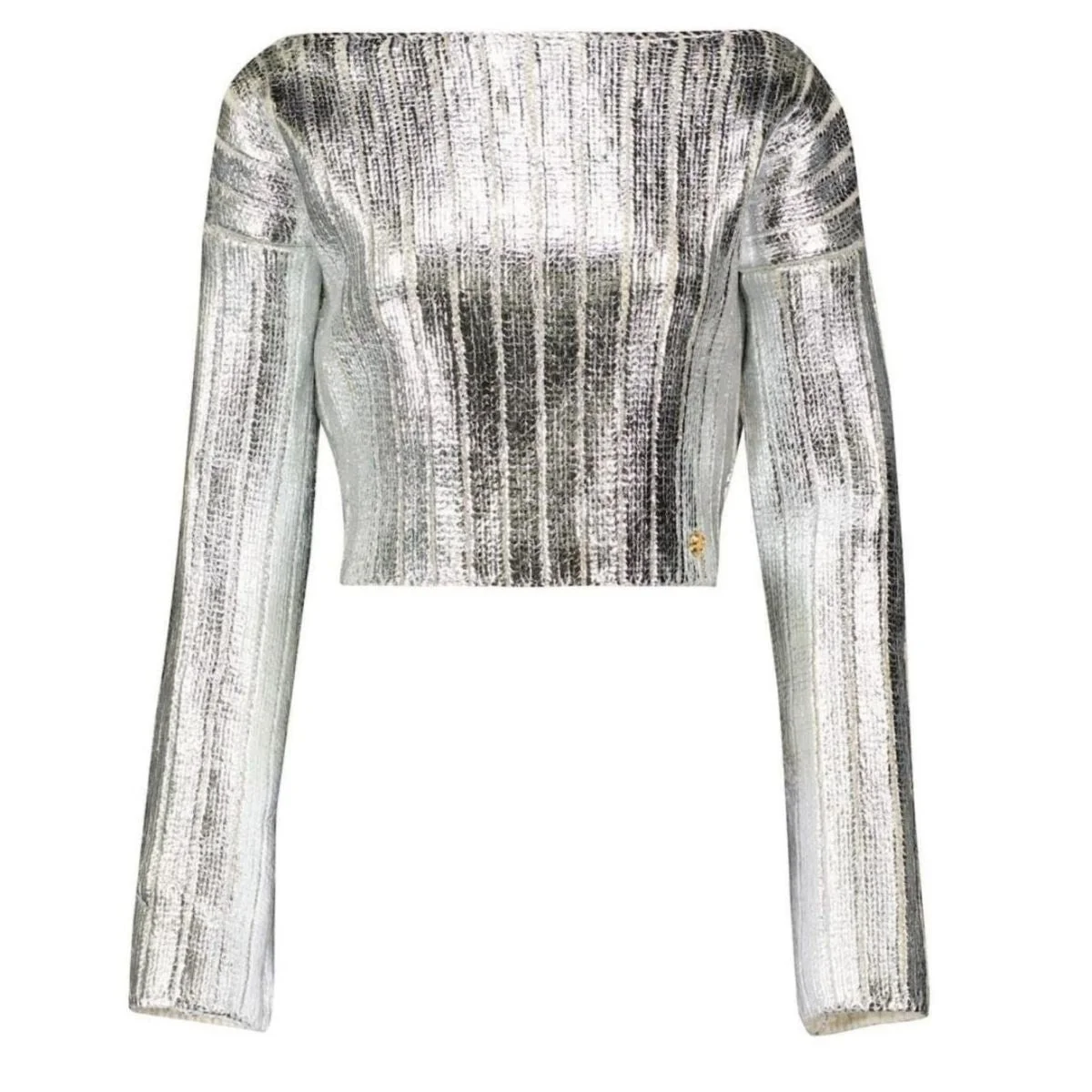 Silver Cropped Wool-blend Sweater - 1