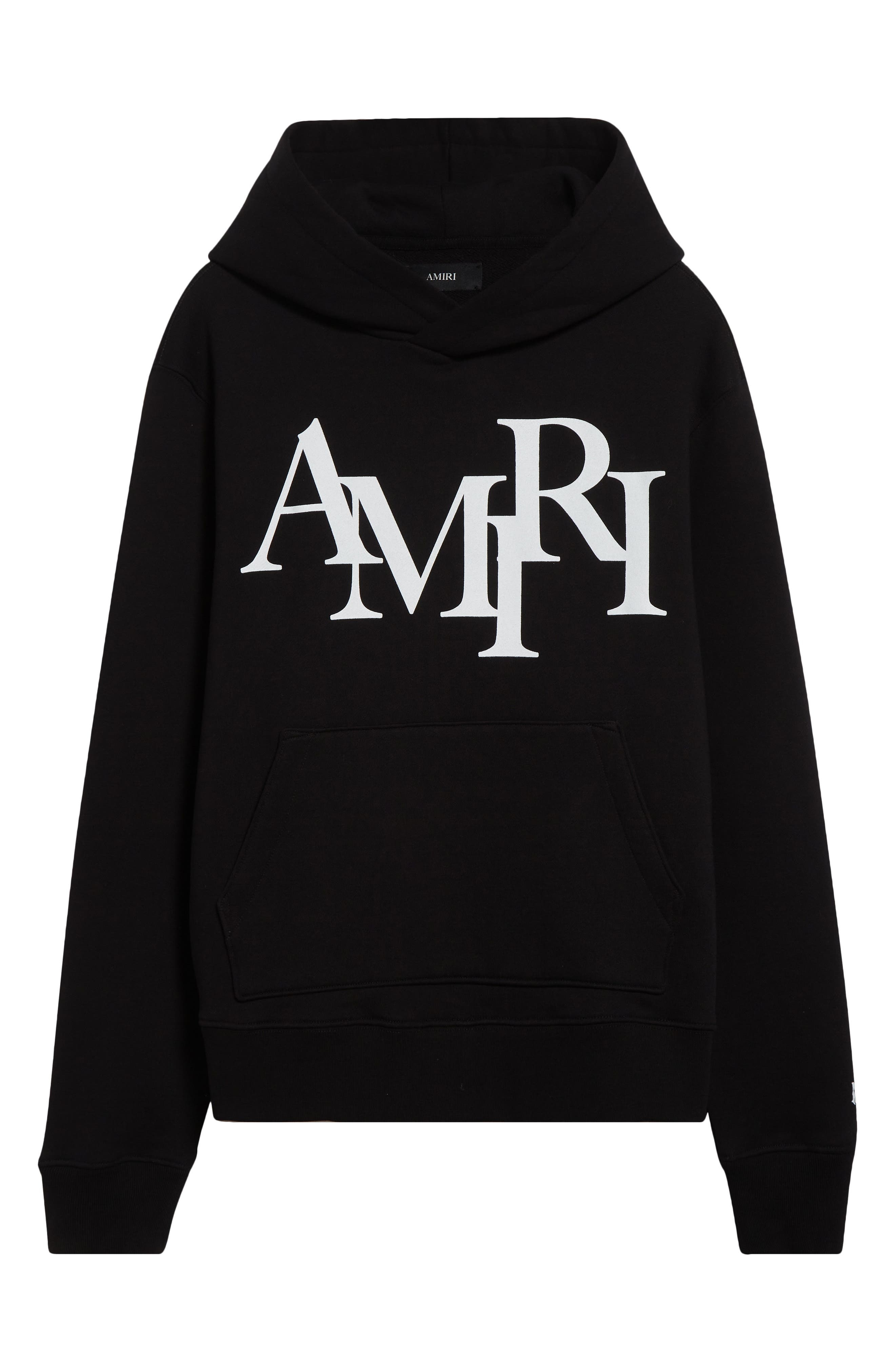 AMIRI Staggered Logo Graphic Hoodie in Black at Nordstrom - 6
