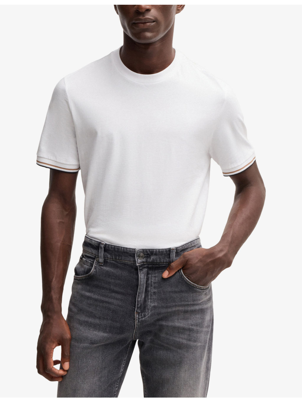 Striped-trim regular-fit cotton-jersey T-shirt - 3