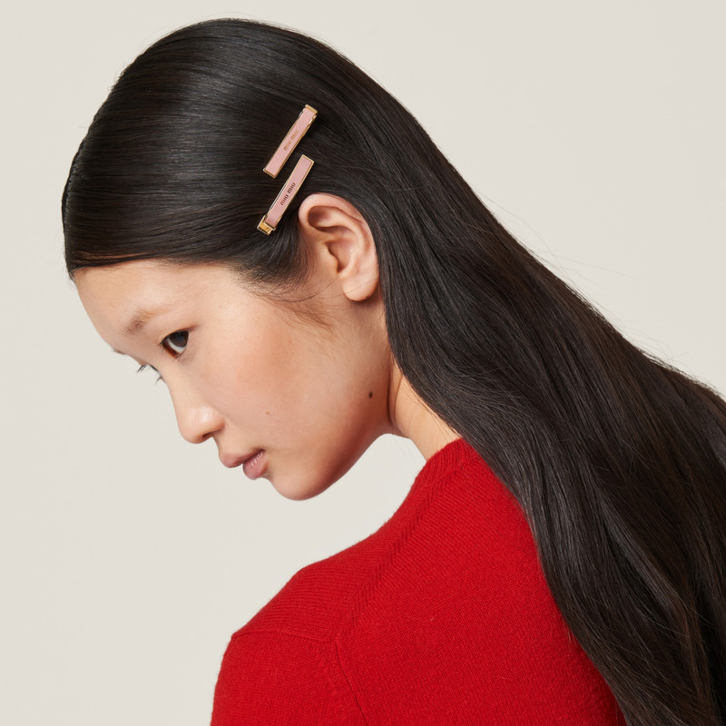 Miu Miu Enameled metal hair clips outlook
