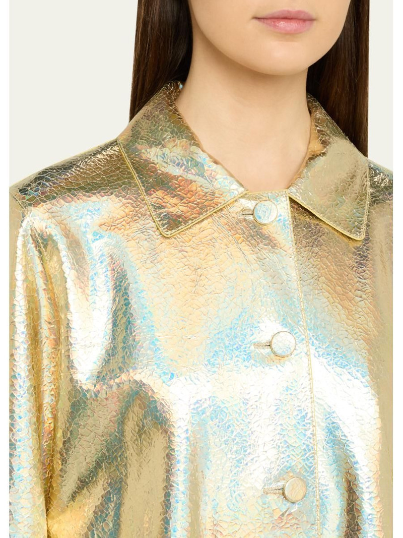 Iridescent Foiled Suede Shirt Jacket 5