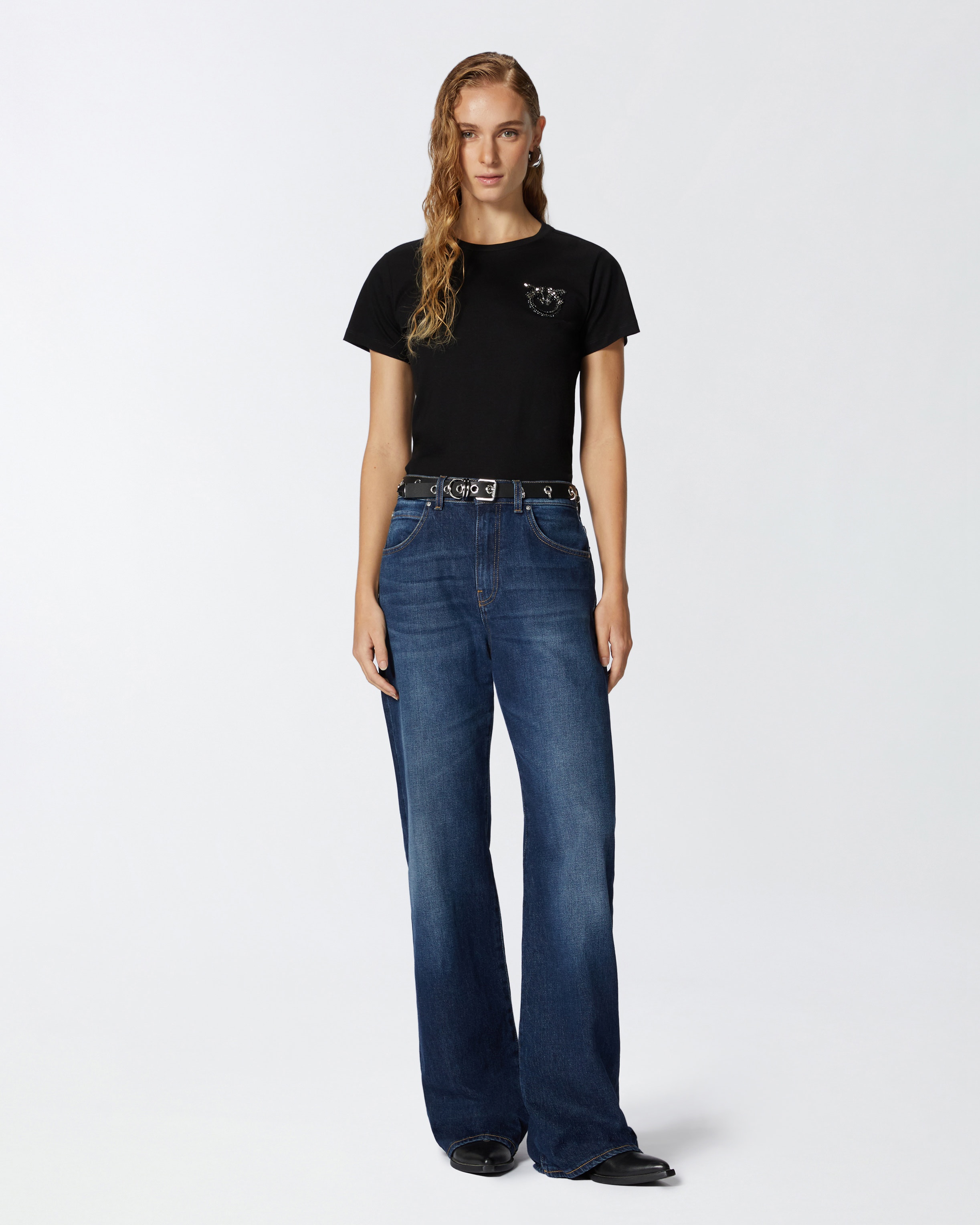 SHORT-SLEEVED T-SHIRT WITH BEJEWELLED LOVE BIRDS EMBROIDERY - 3