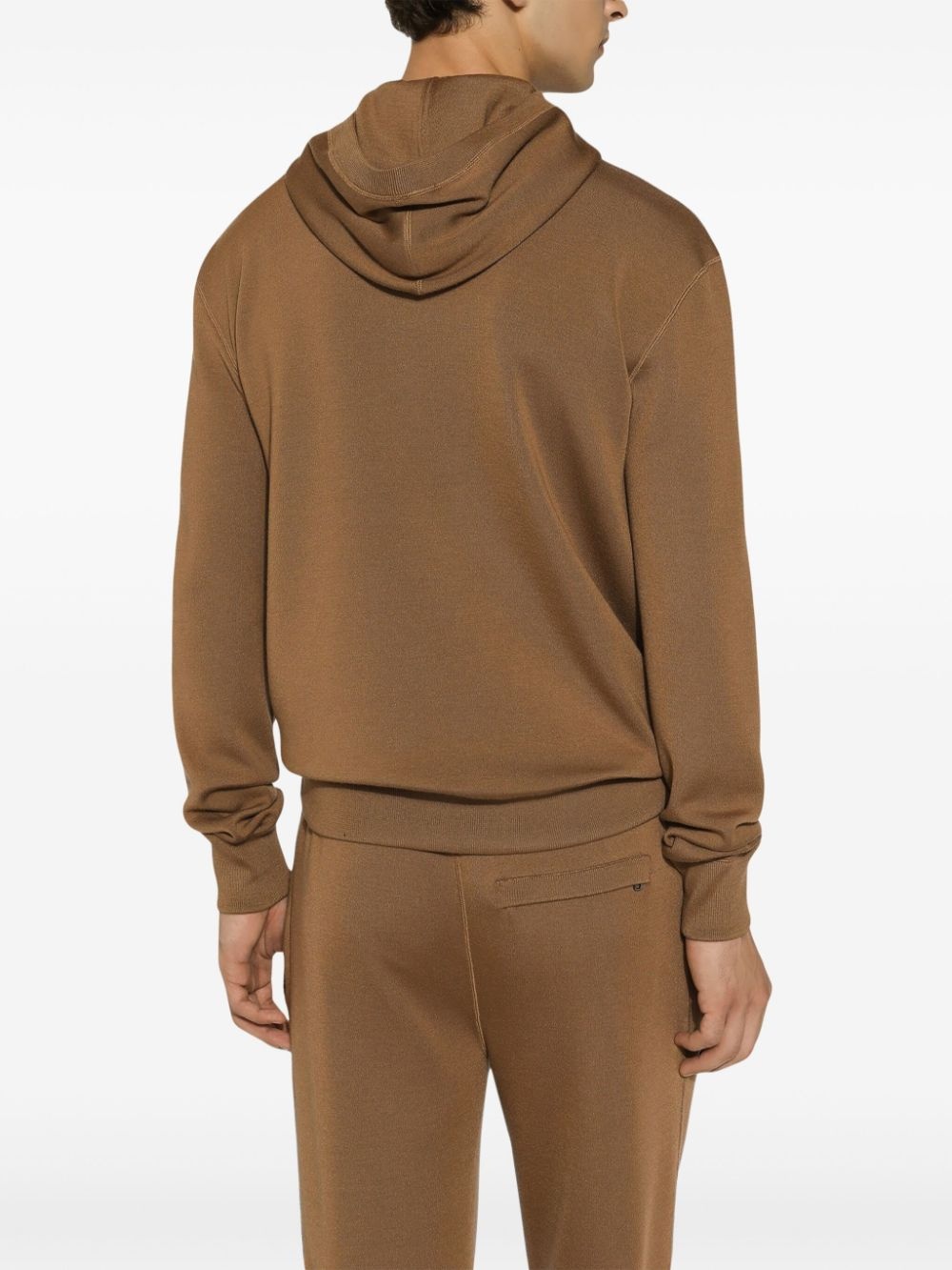 logo-patch fine-knit hoodie - 4