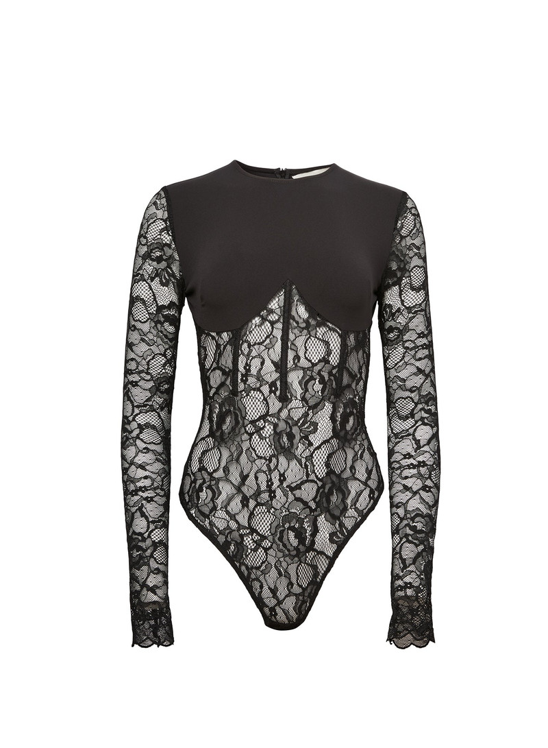 Jersey & Lace Boned Bodysuit 1