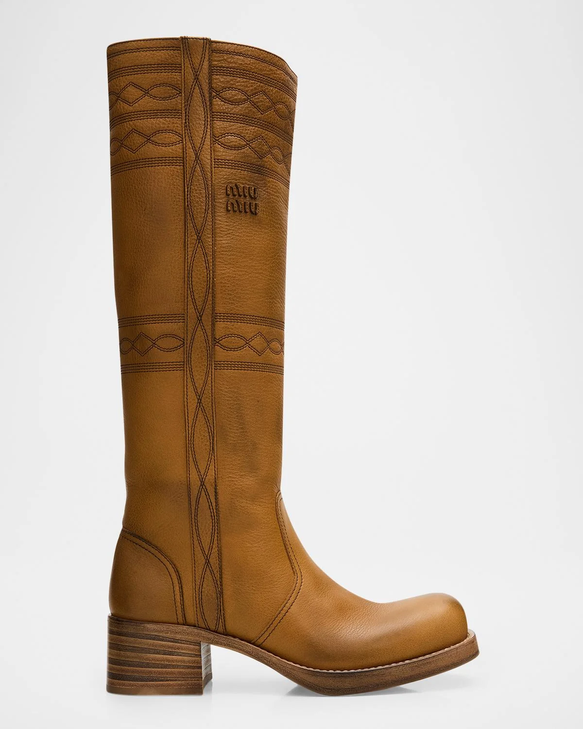 50mm Western Leather Knee-High Boots - 1