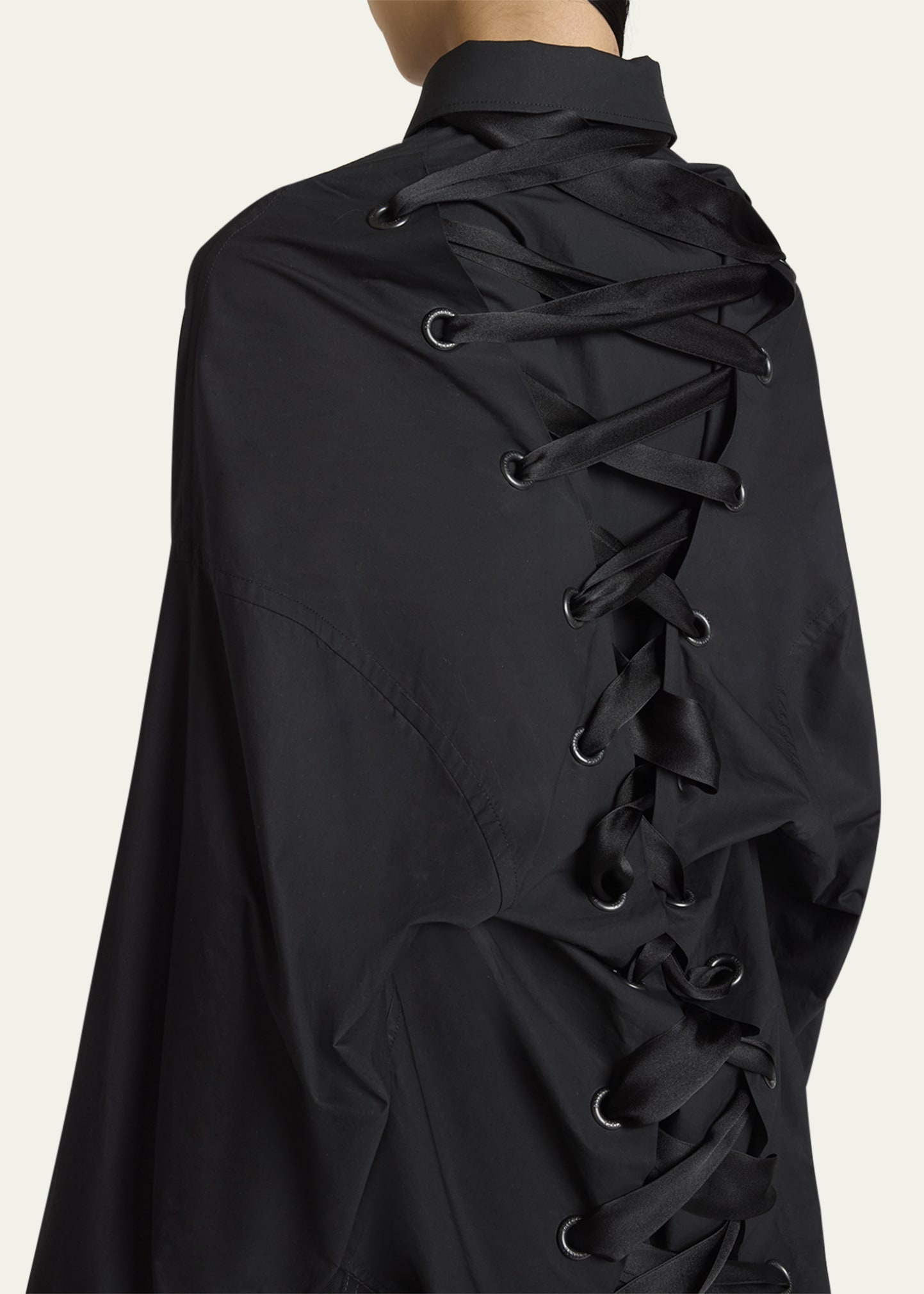 Lace-Up Button-Down Shirt - 5