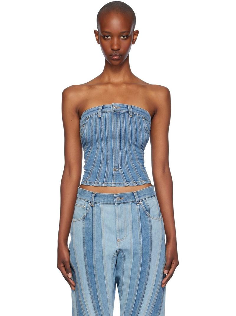 Blue Spiral Denim Bustier 1