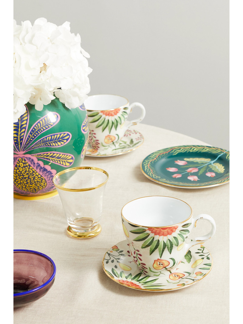 La DoubleJ Set Of Two Gold-plated Porcelain Espresso Cups And Saucers outlook