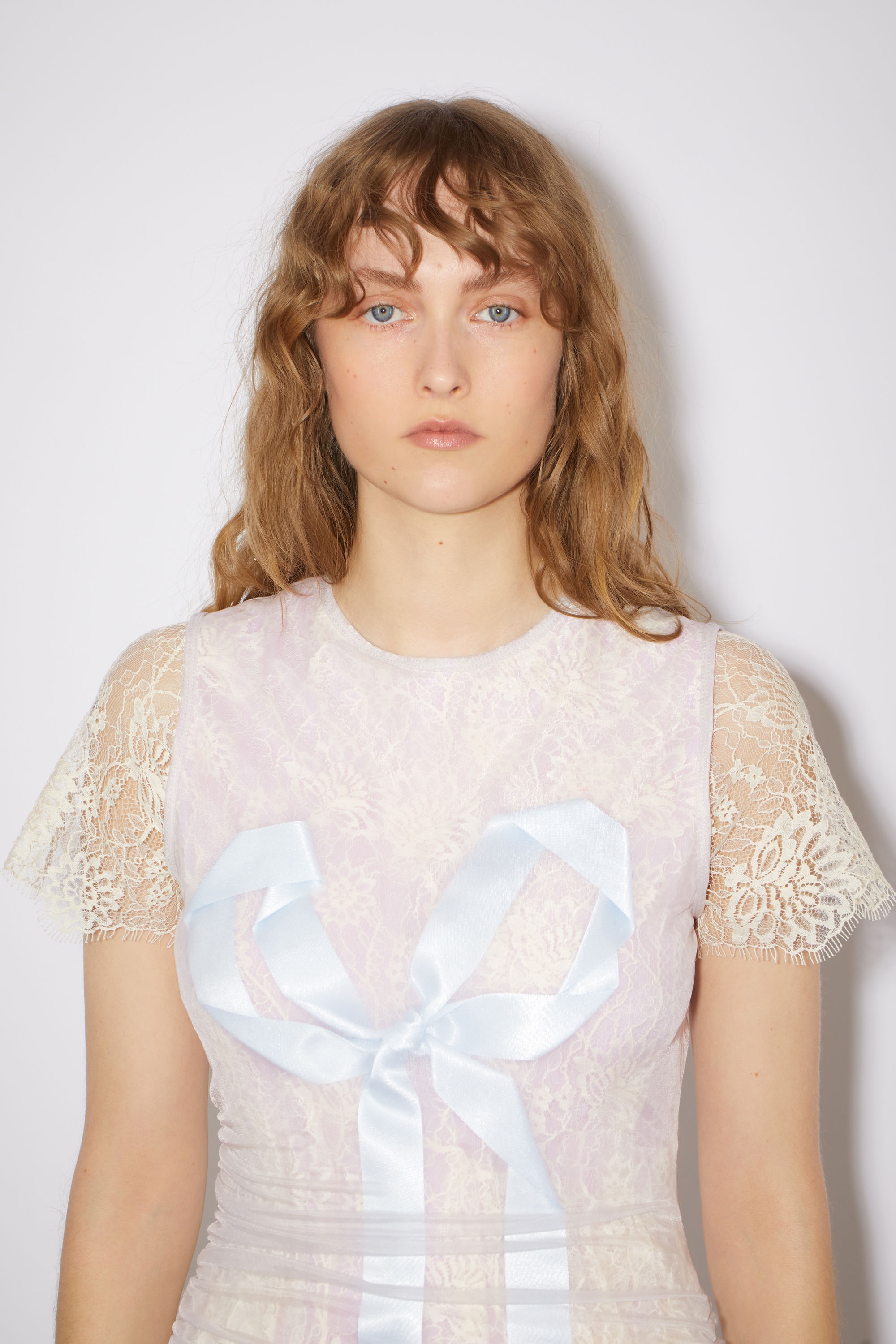 Lace bow dress - Light grey - 6
