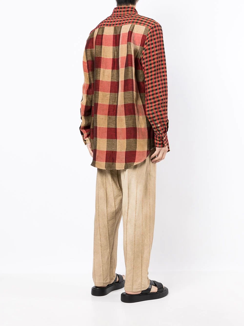 patchwork check-print shirt - 4