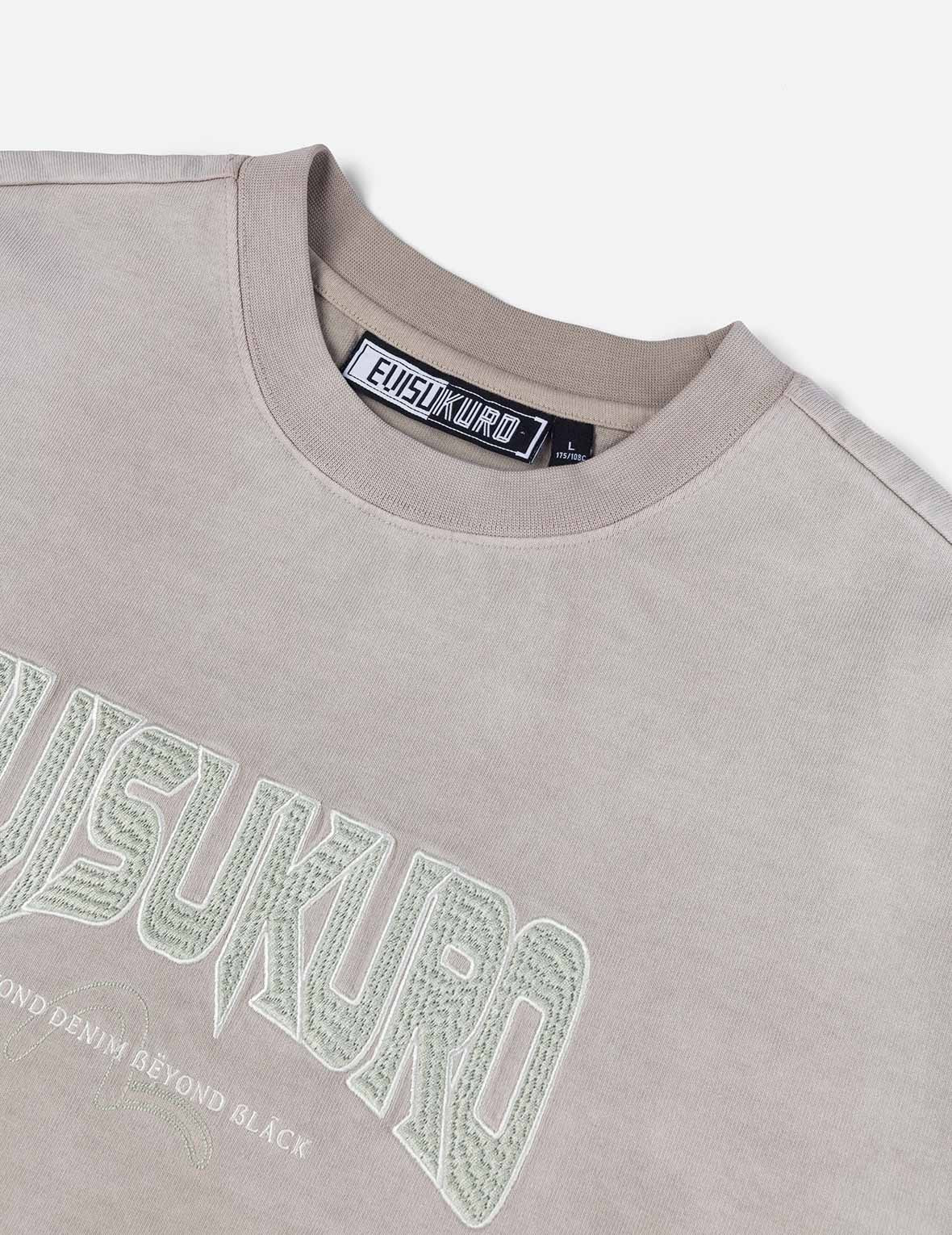 EVISUKURO Waffle Embroidery and Spray Dye Relax Fit T-shirt - 6