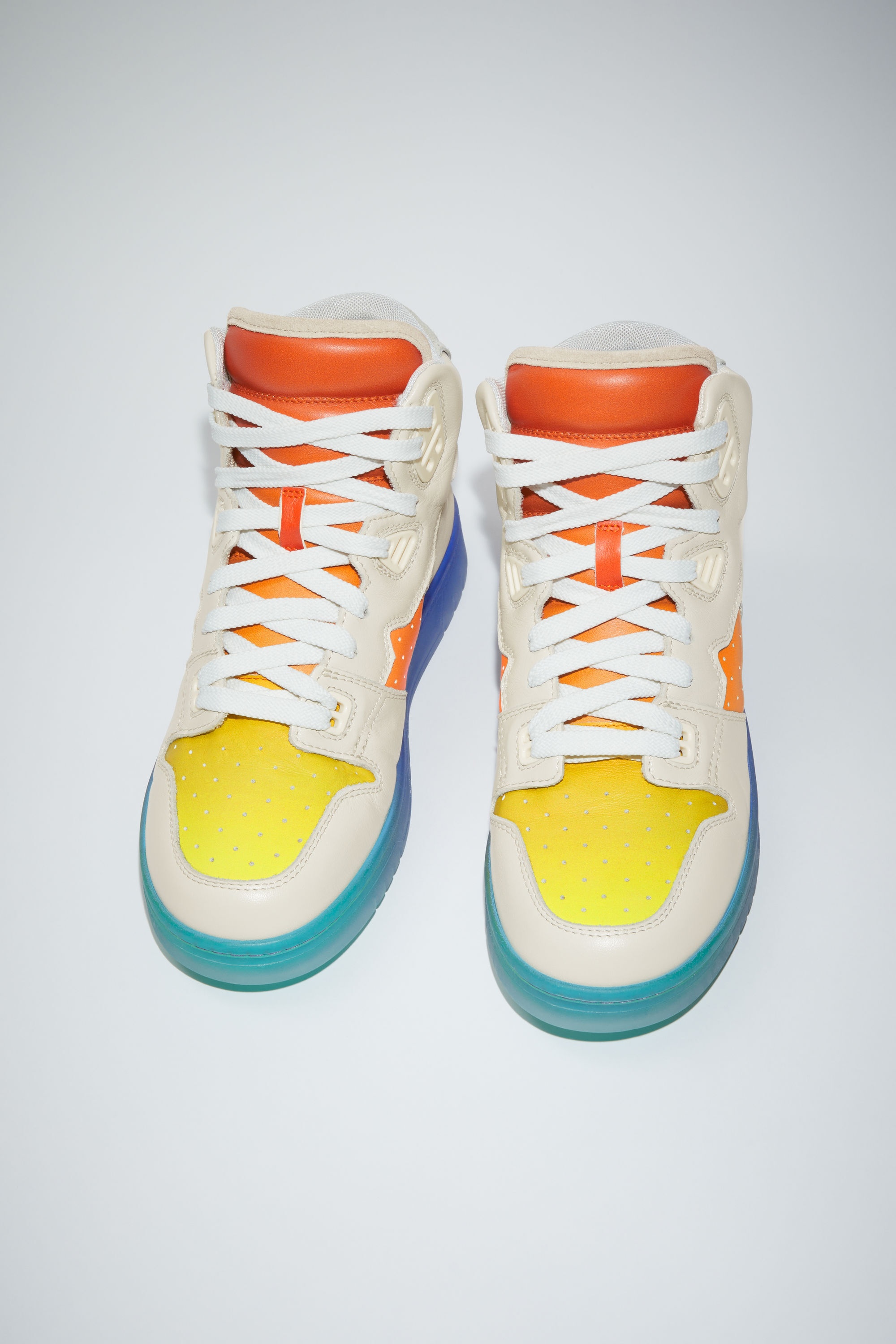 High top leather sneakers - Off white/multi - 3