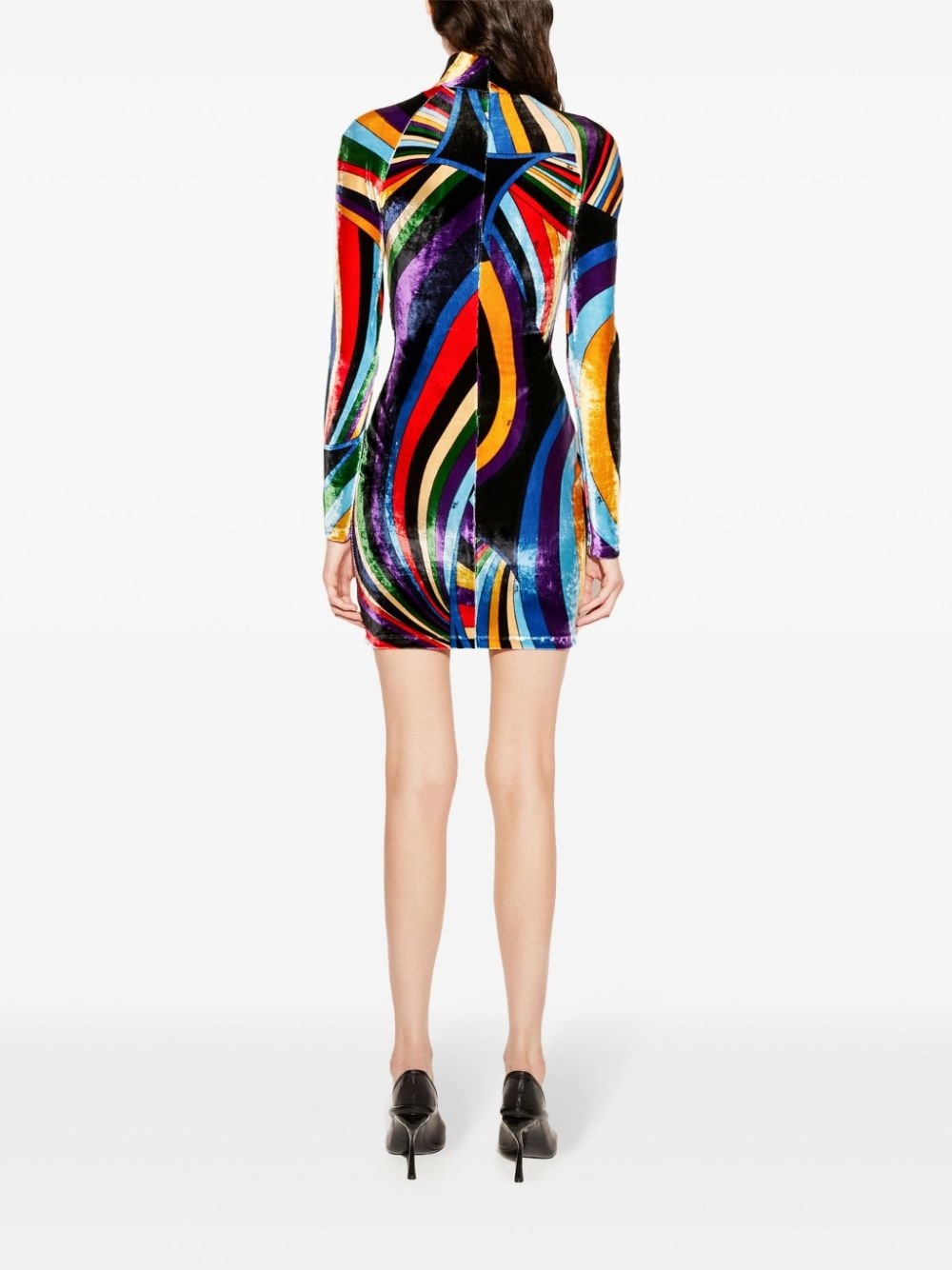 Iride-print velvet mini dress - 4