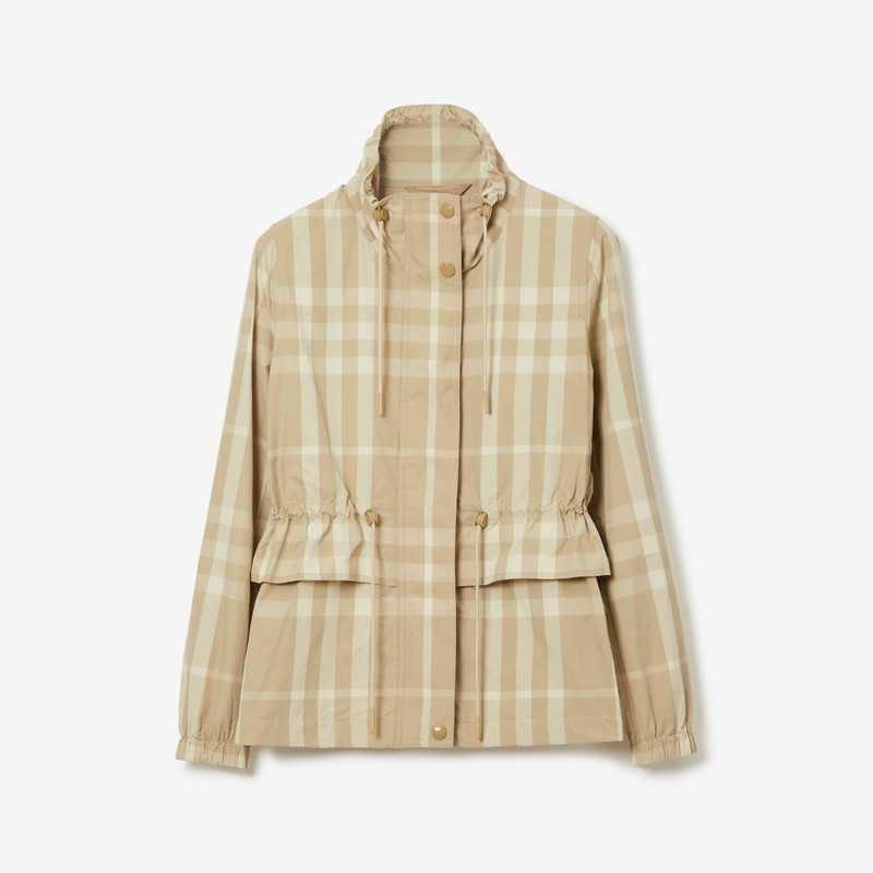 Check Nylon Funnel Neck Jacket 1