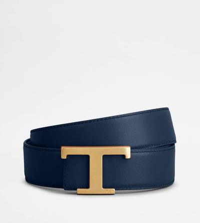 Tod's T TIMELESS REVERSIBLE BELT IN LEATHER - BLUE, BLACK outlook
