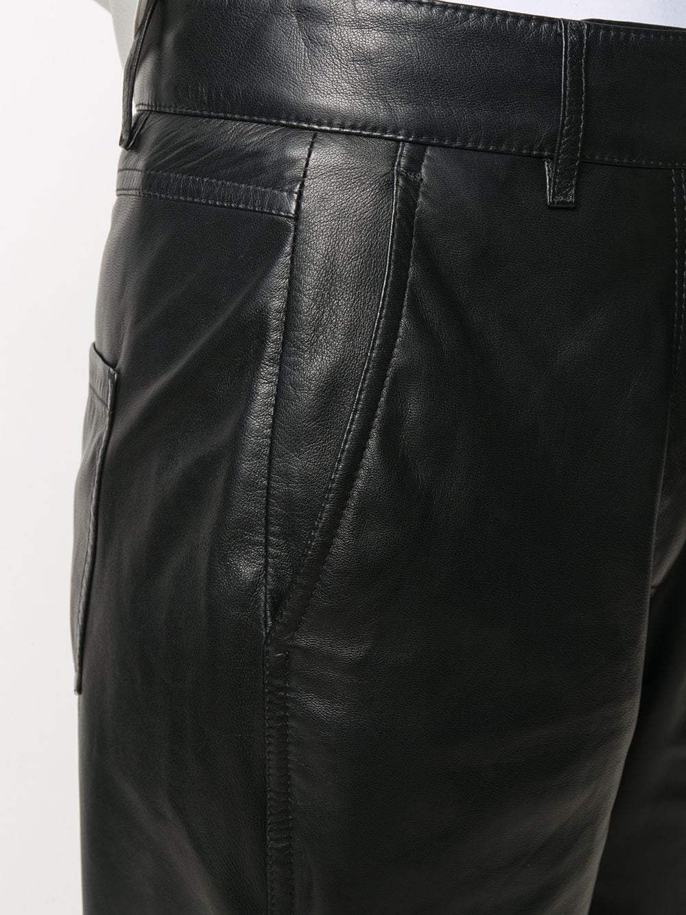 leather straight-leg trousers - 5