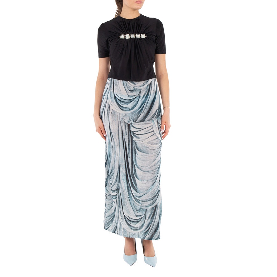 Rabanne Ladies Blue Long Jersey Skirt - 4