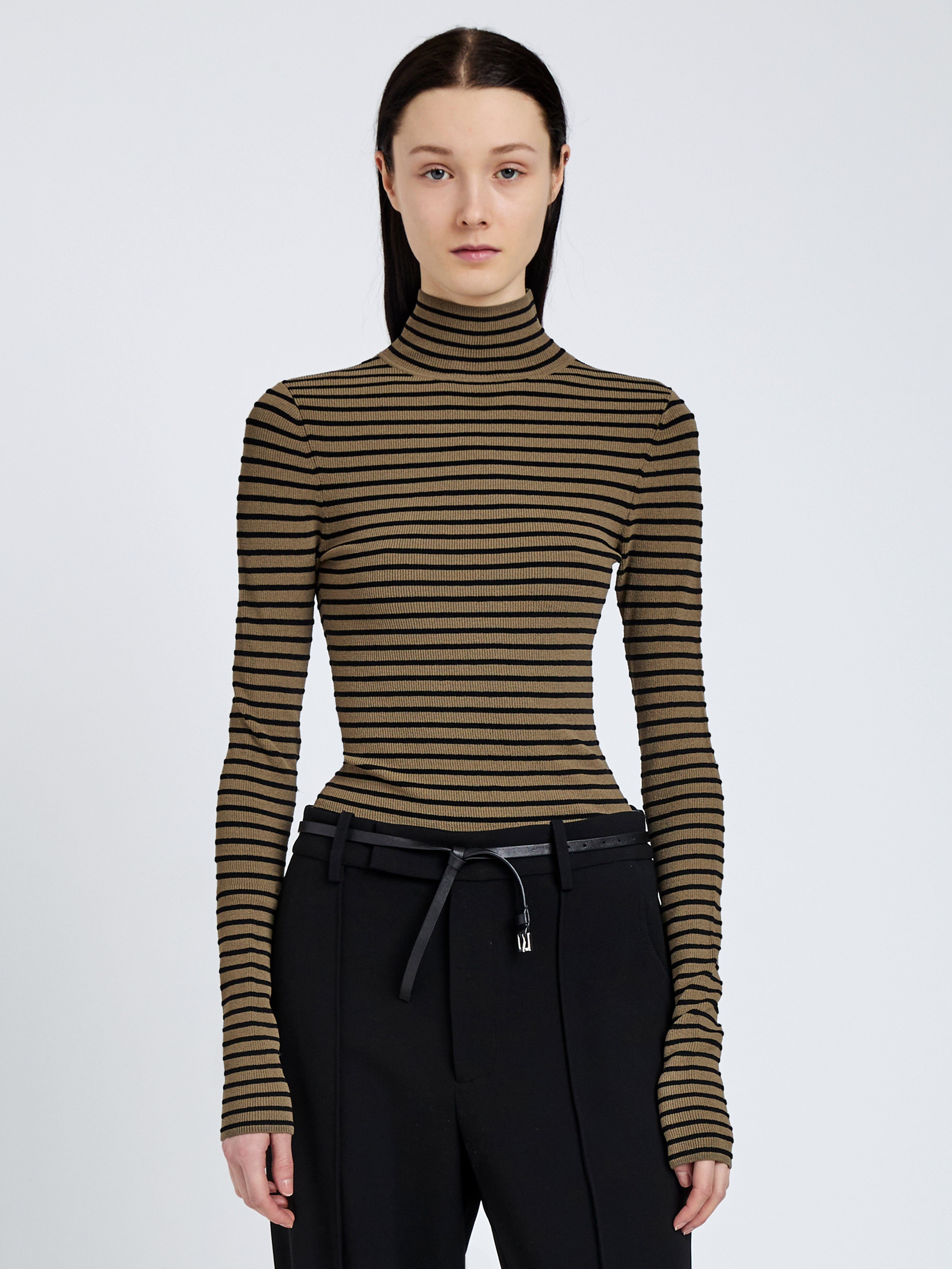 Didi Top in Matte Viscose Velvet Stripe - 2
