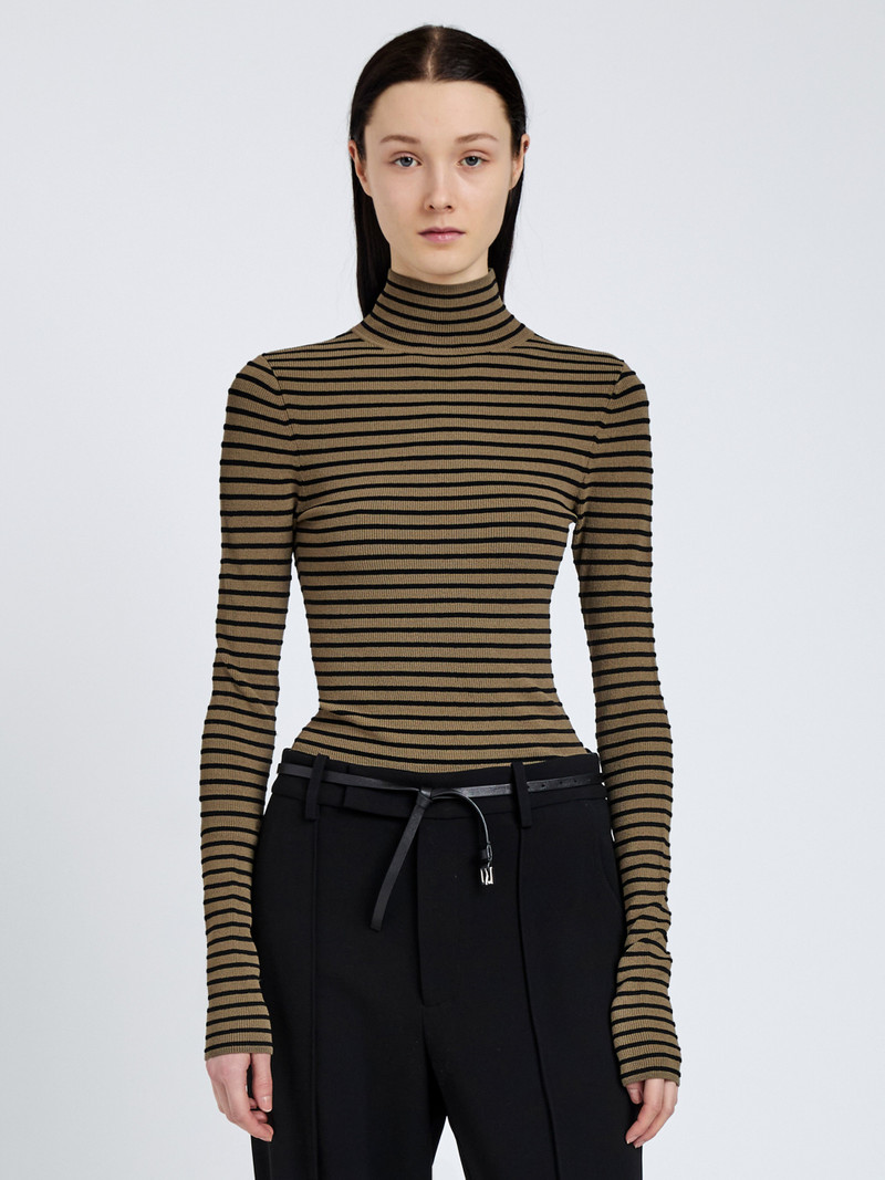 Didi Top in Matte Viscose Velvet Stripe 2