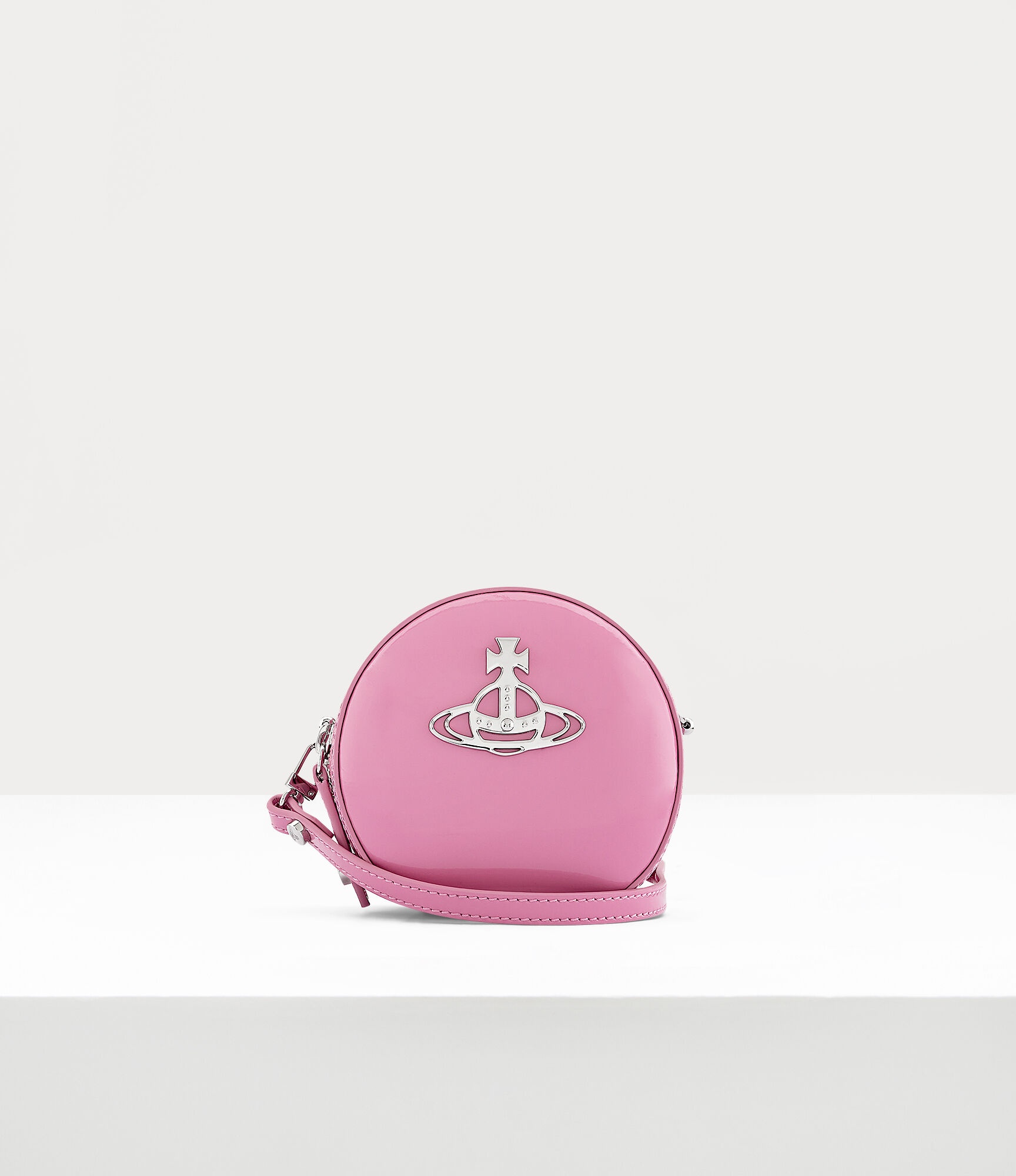 SHINY PATENT MINI ROUND CROSSBODY BAG - 1