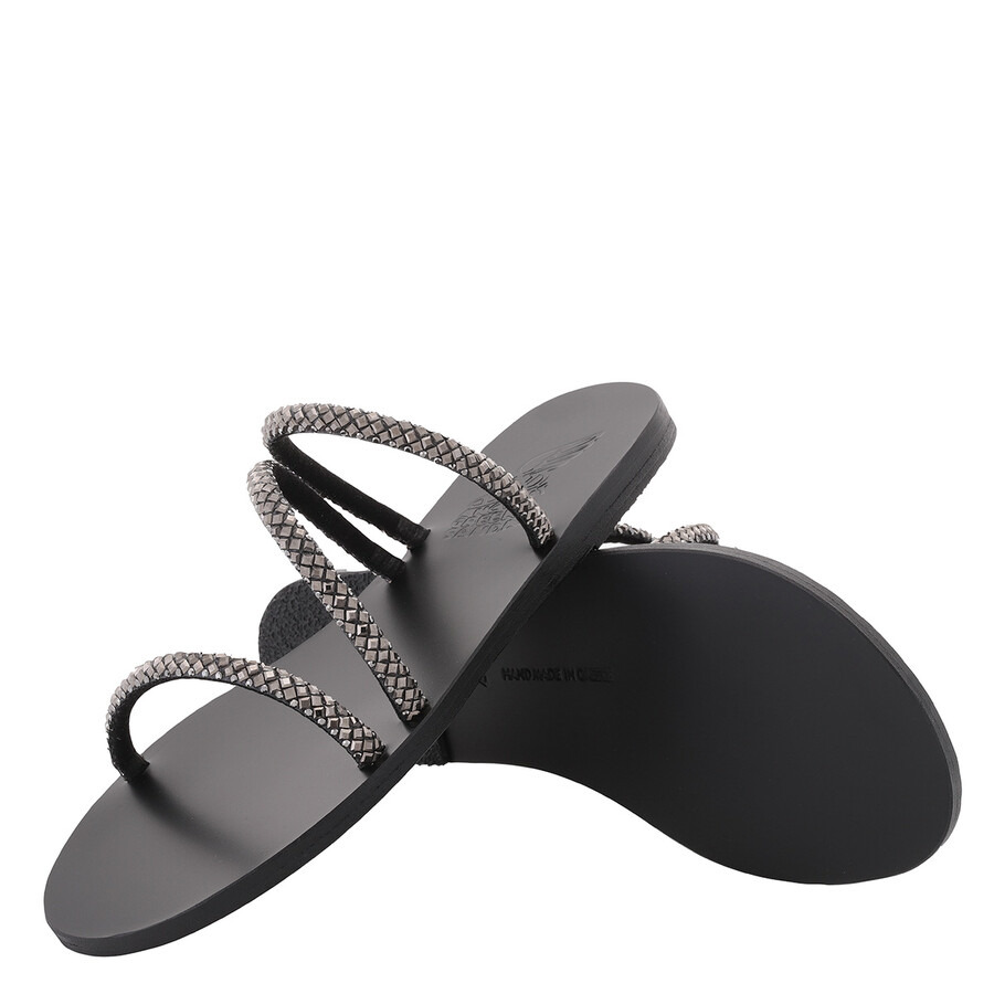 Ancient Greek Sandalsv Ladies Black Polytimi Crystal Sandals - 2