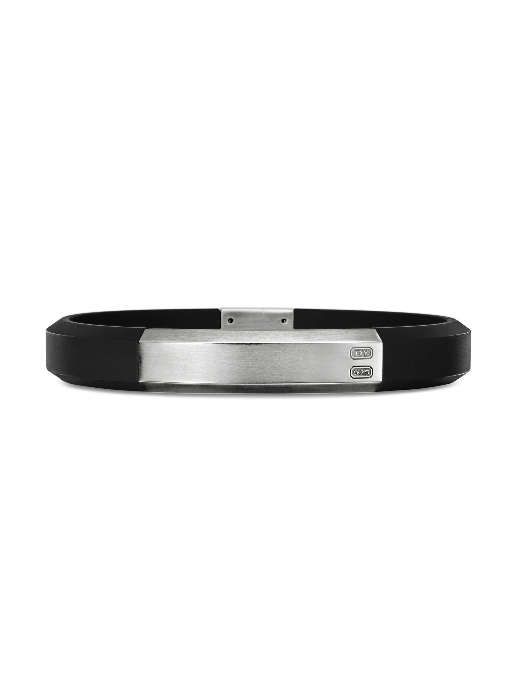 Men's Streamline ID Rubber Bracelets With Sterling Silver - Black - 1