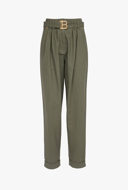Boyfriend cut khaki jeans with Balmain buckle - 1