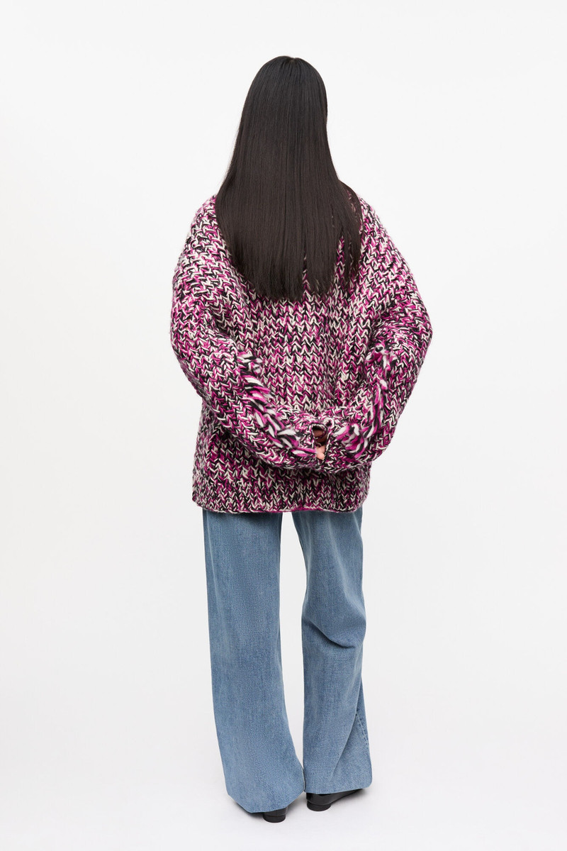 PURPLE FRINGE WOOL HANDKNIT CARDIGAN 3