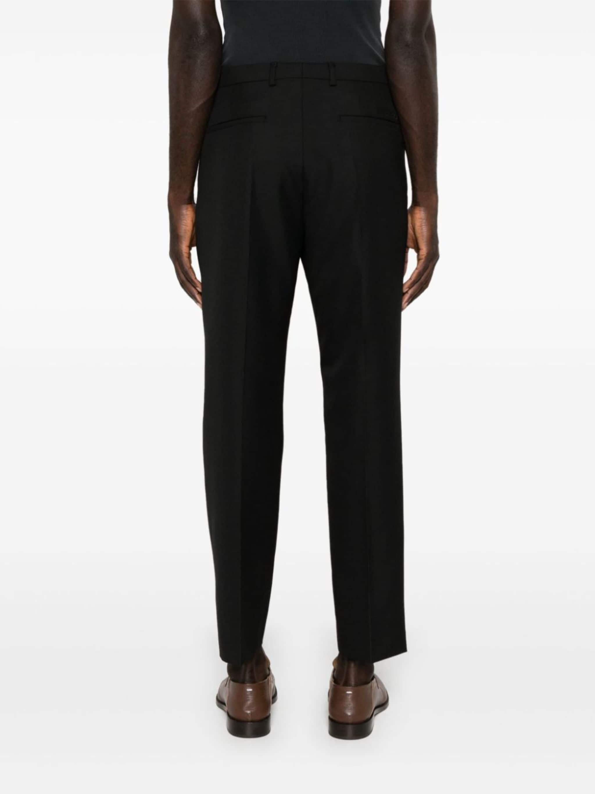 logo-embroidered twill tailored trousers - 4