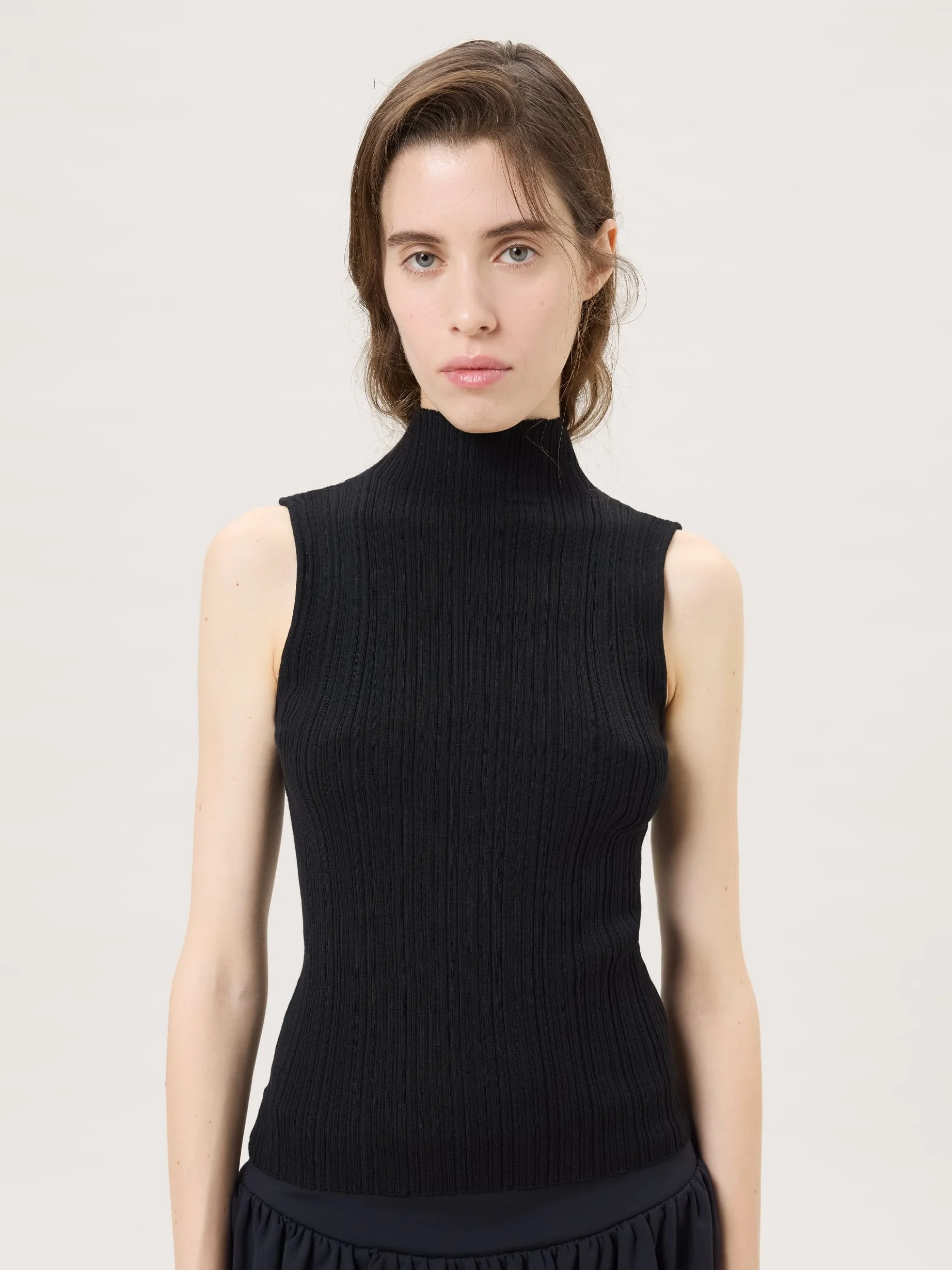 Womens Merino Wool Sleeveless Top - Black - 1