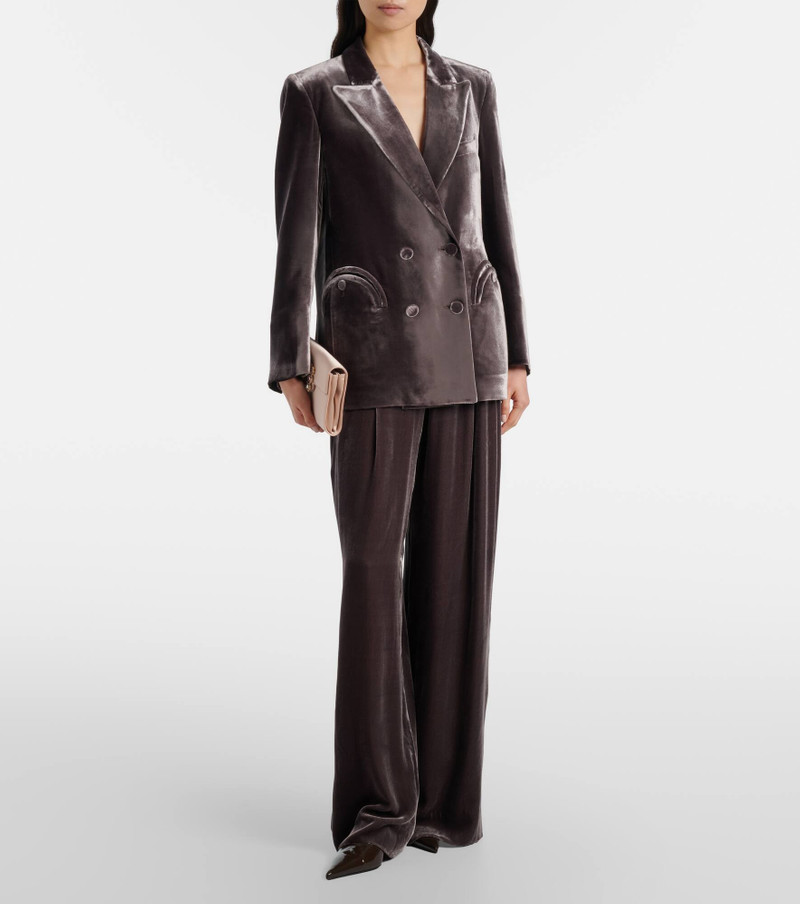 BLAZÉ MILANO Everynight double-breasted velvet blazer outlook