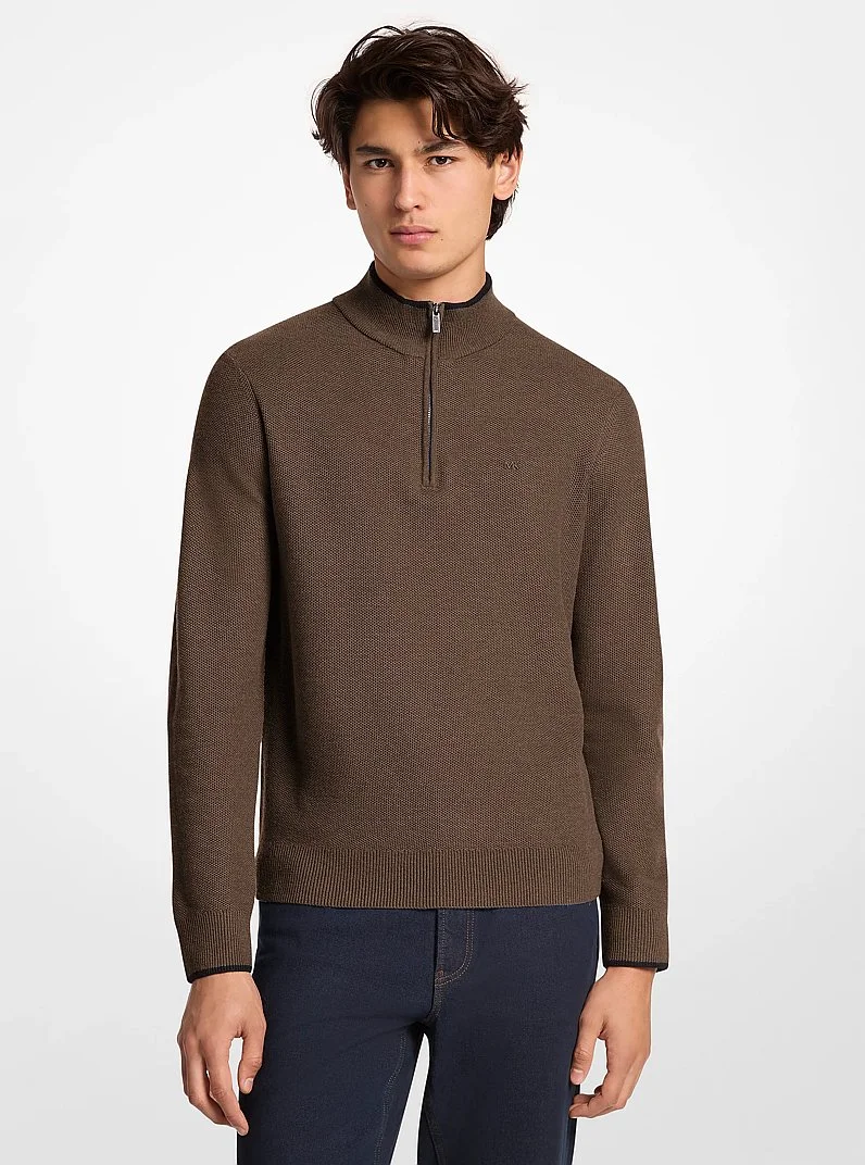 Wool Blend Quarter-Zip Sweater - 1