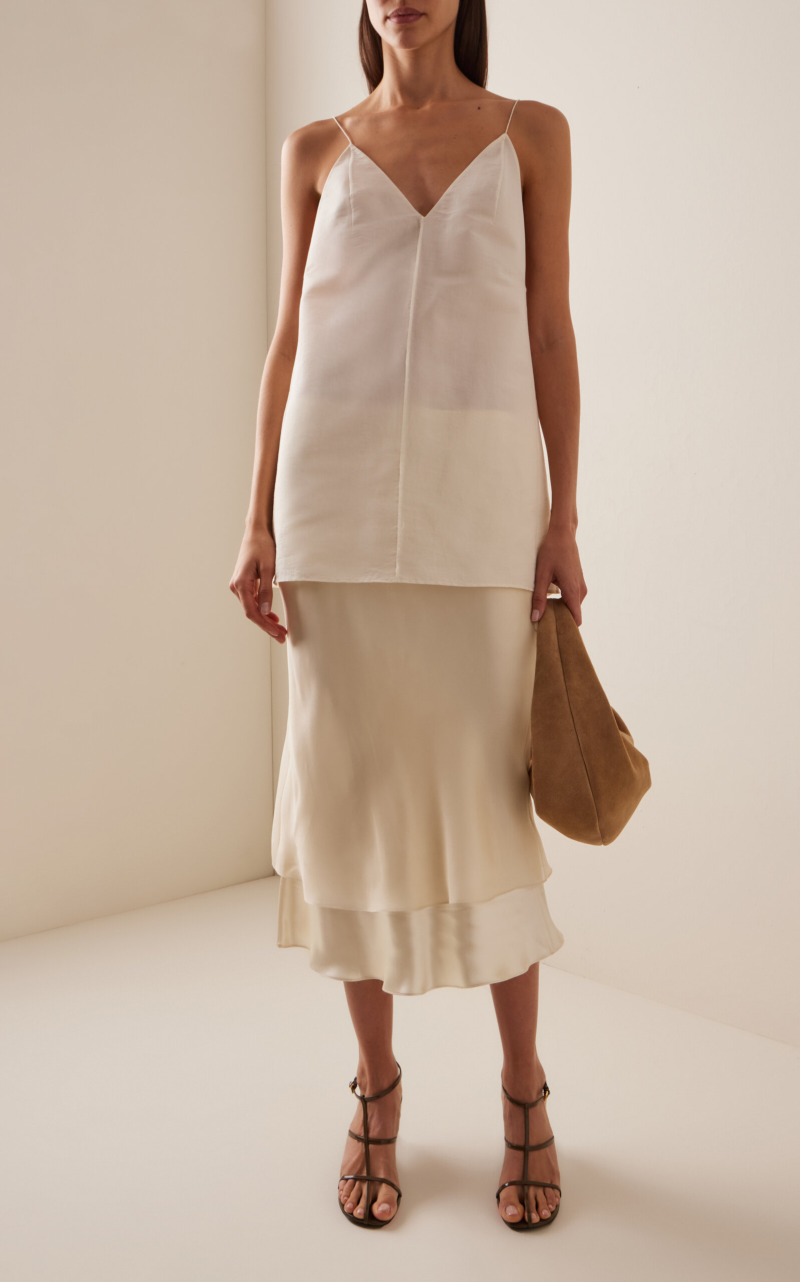 Monina Crepe Midi Skirt off-white - 2