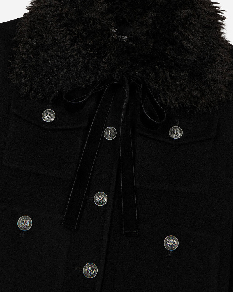 SHORT BLACK WOOL JACKET WITH SHERPA COLLAR 7