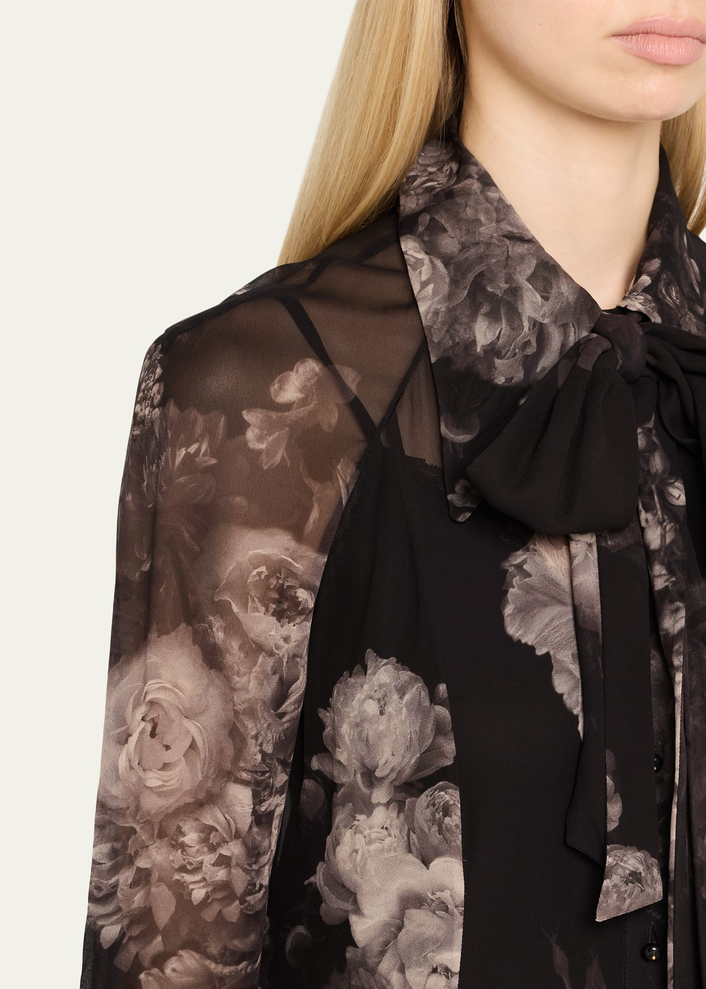 Long-Sleeve Floral Shirtdress with Bow - 5