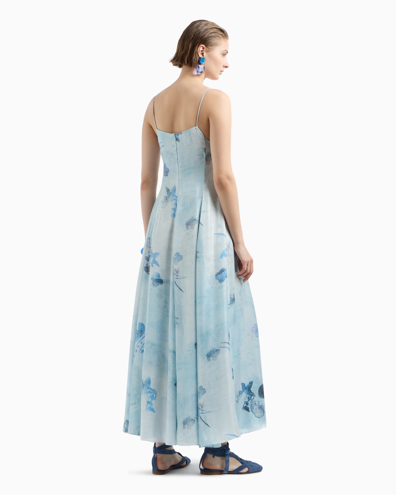 LONG DRESS IN TRILOBAL FABRIC WITH BATIK FLOWER PRINT - 3
