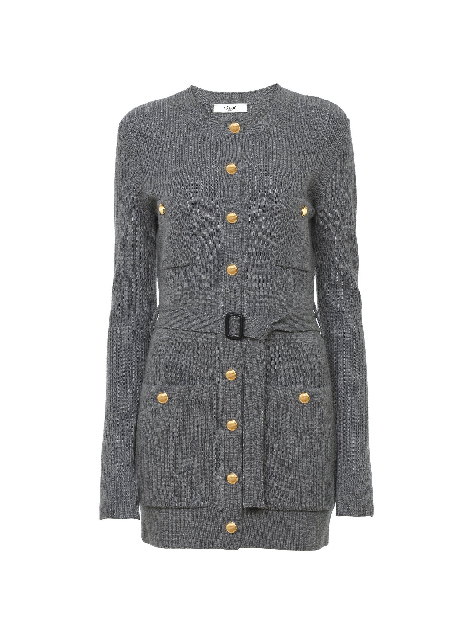 LONG FITTED CARDIGAN IN WOOL KNIT - 1