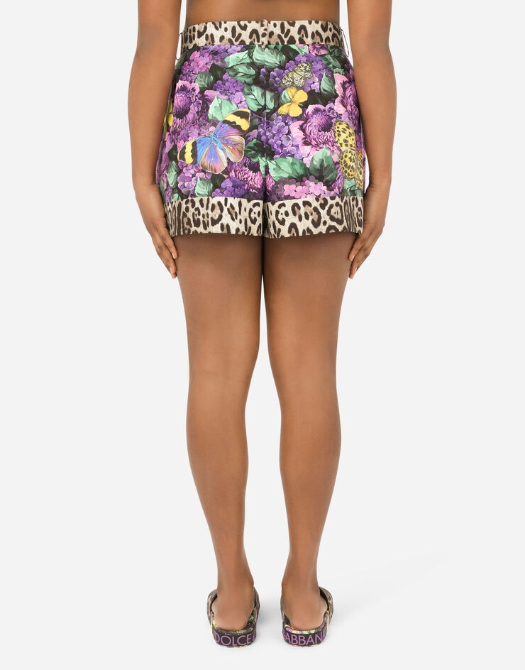 Butterfly-print poplin shorts - 6