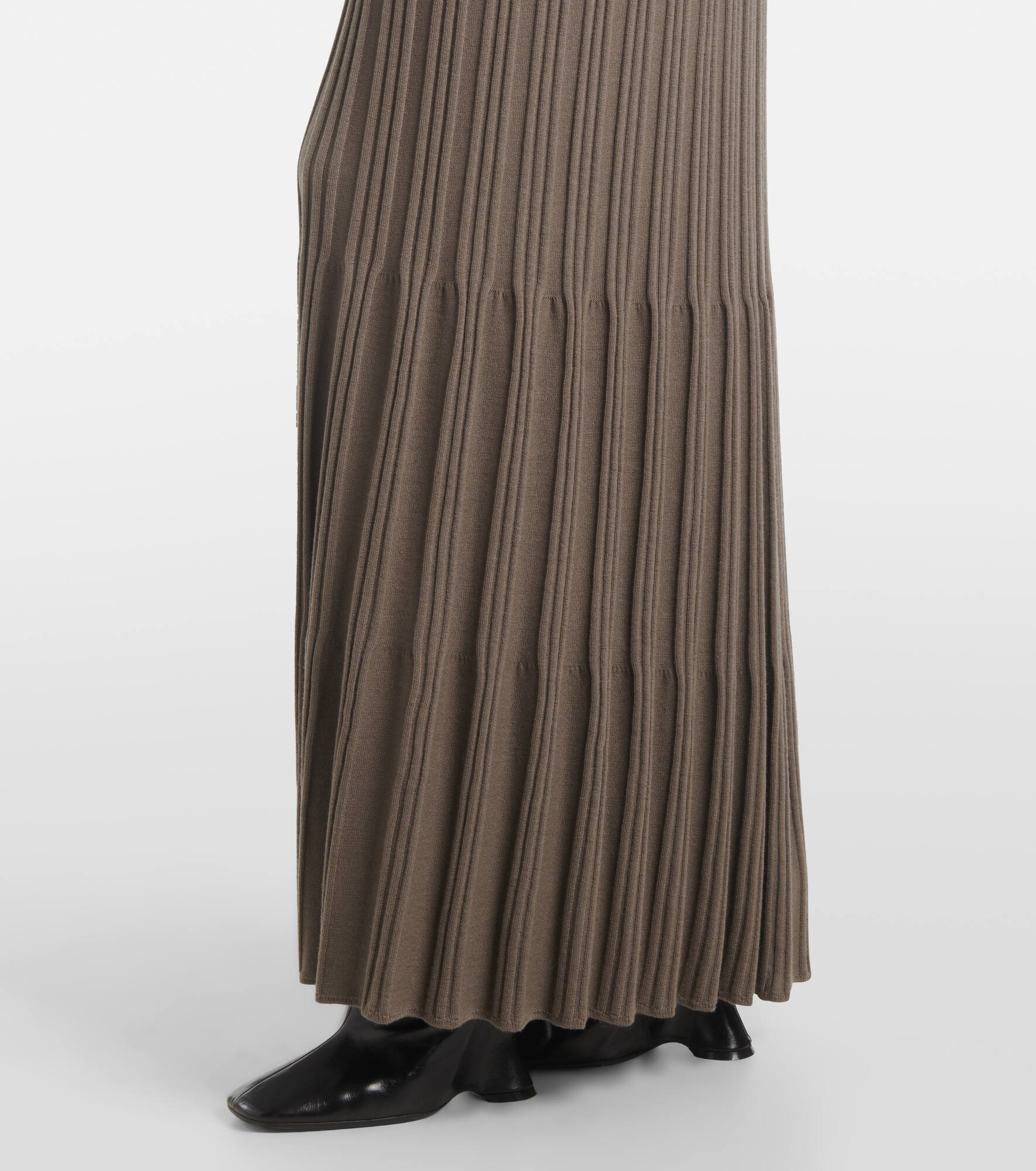 Merino ribbed-knit wool maxi skirt - 5