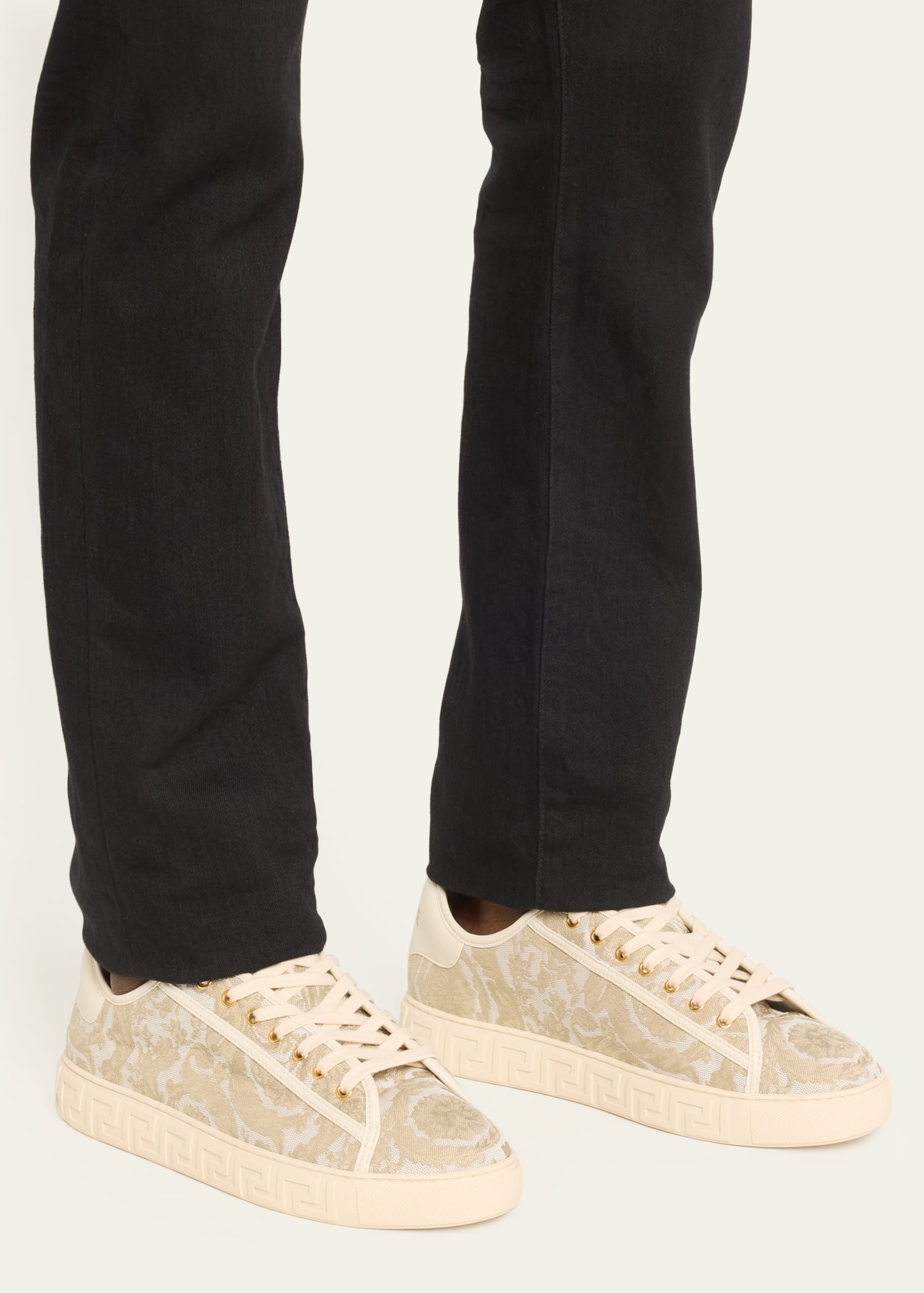 Men's La Greca Baroque Canvas Low-Top Sneakers - 2