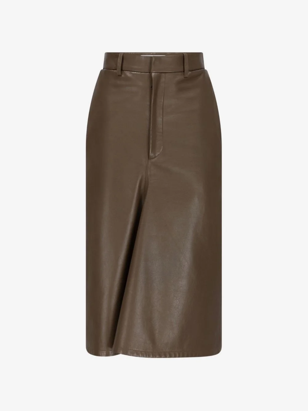 kick-detail leather midi skirt - 1