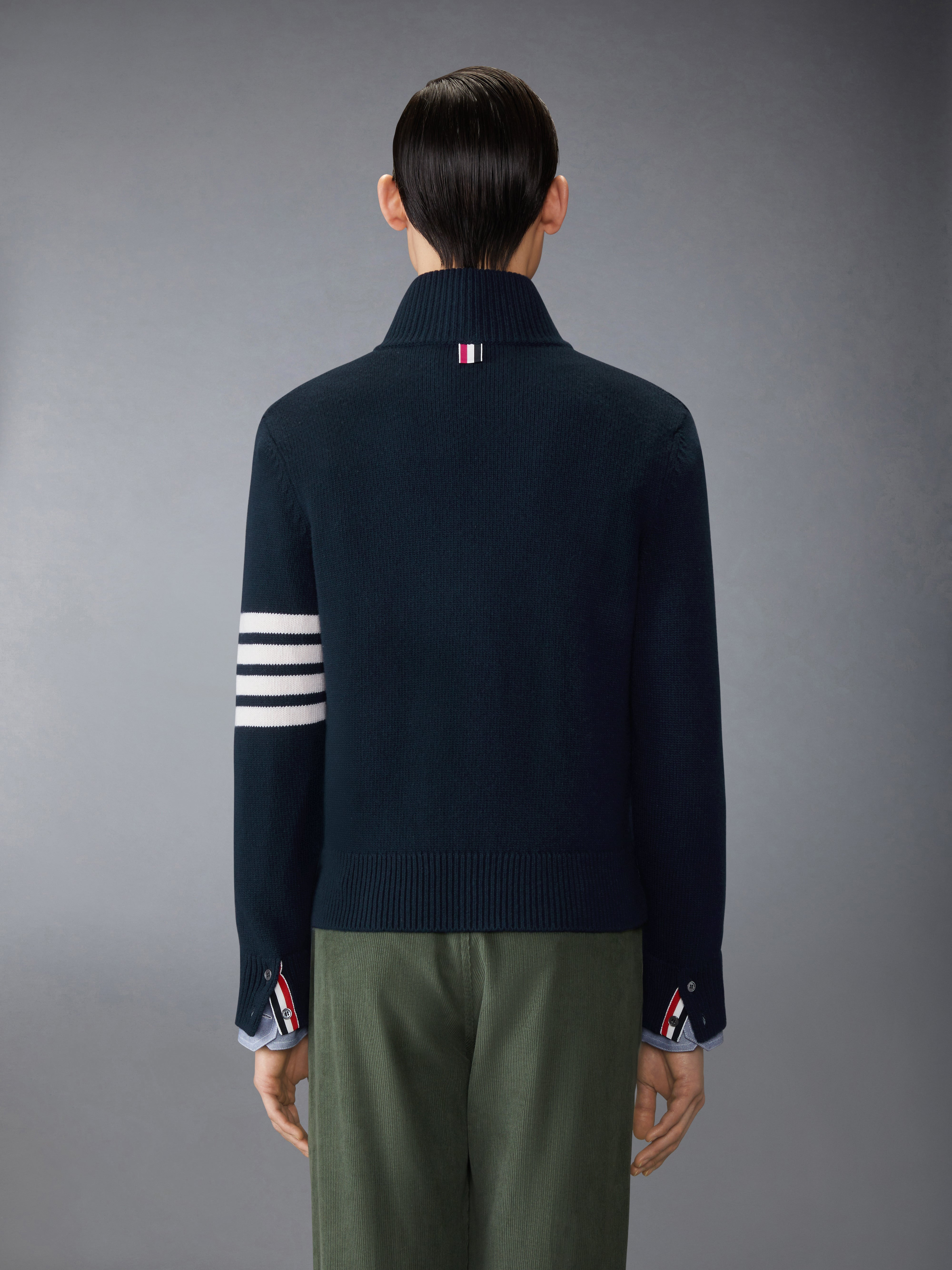 MERINO WOOL 4-BAR FUNNEL NECK PULLOVER - 3