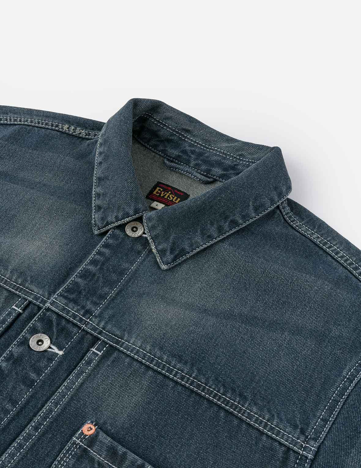 Distressed Seagull Print Relax Fit Washed Seagull Pocket Denim Jacket - 10