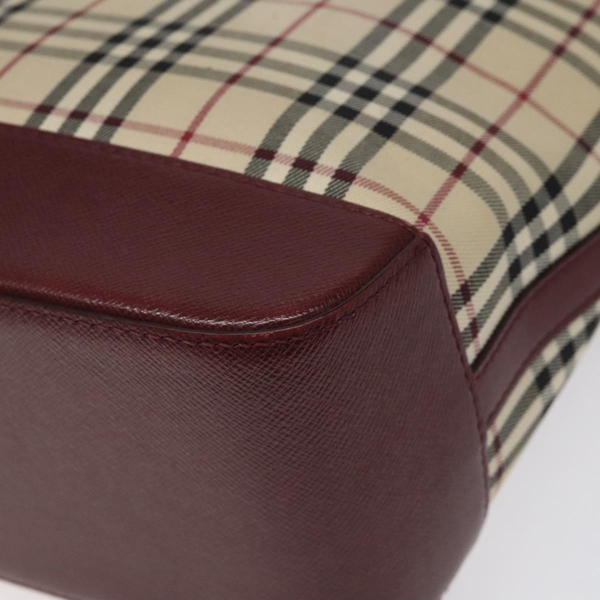 Burberry Nova Check Tote Bag Canvas Leather Beige Red Gold - 15