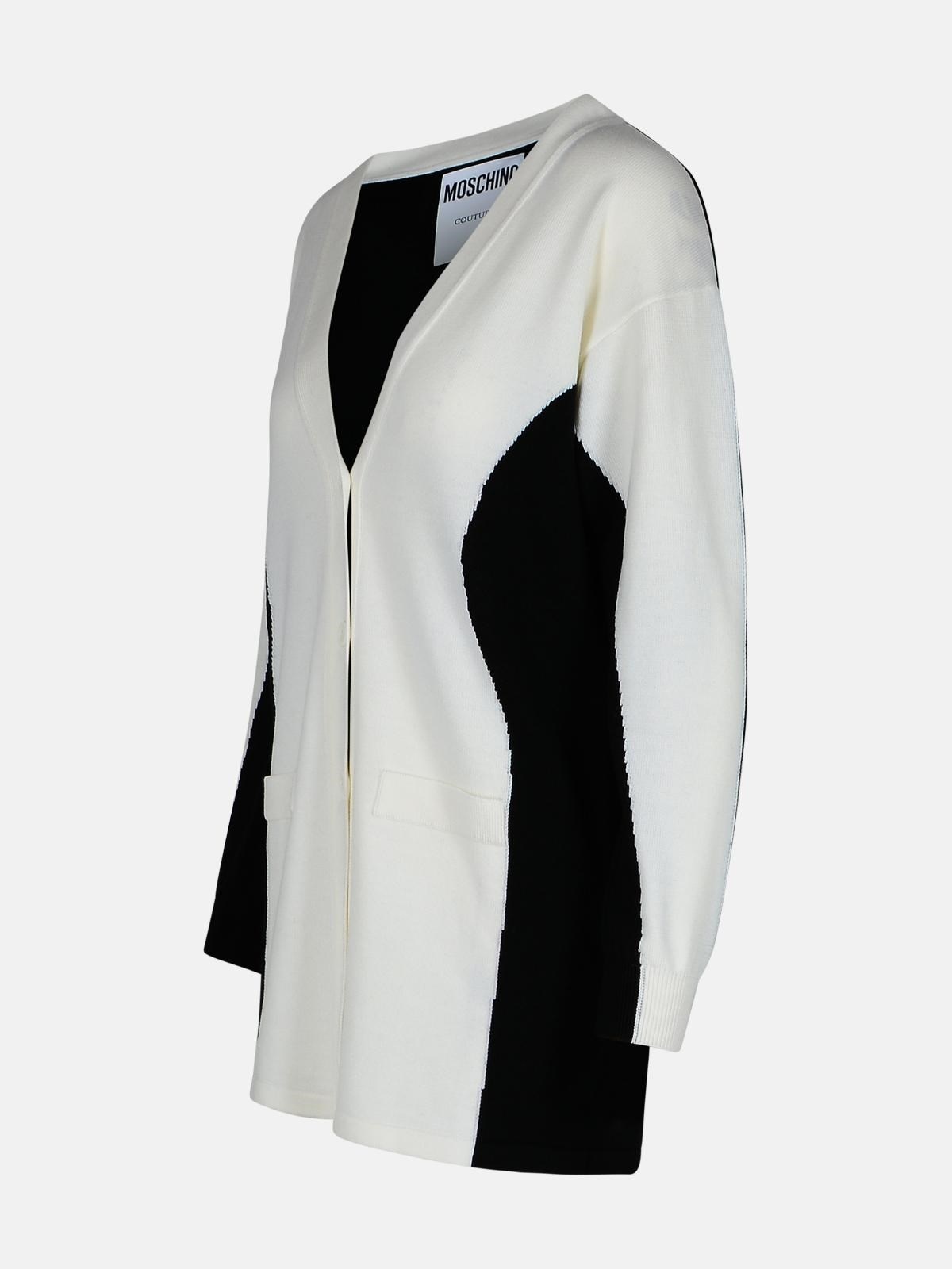 WHITE VIRGIN WOOL CARDIGAN - 2