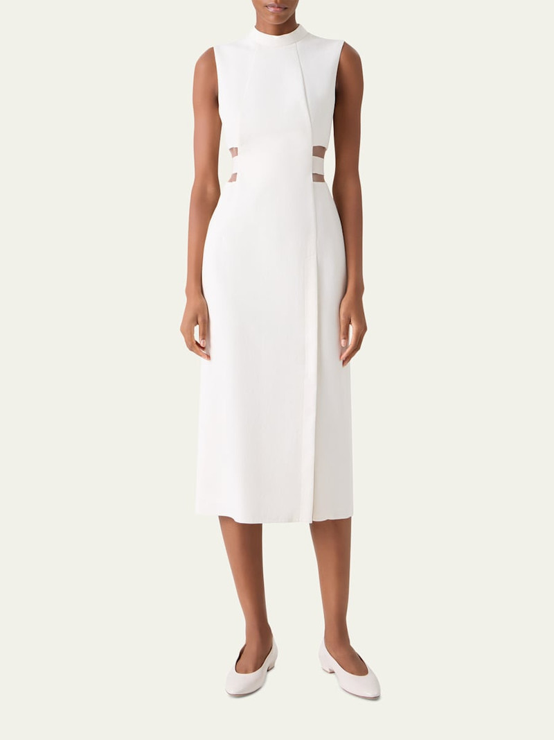 AKRIS Sleeveless Waist-Inset Side-Slit Midi Dress outlook