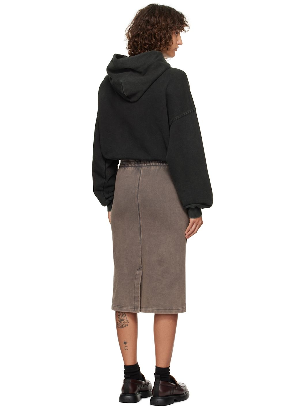 Black & Brown Layered Hoodie Midi Dress - 3