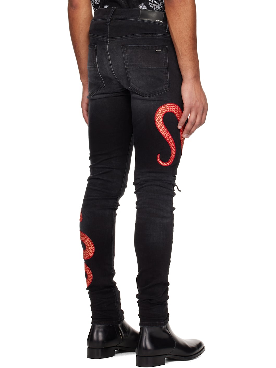 Black XO Snake Jeans - 3
