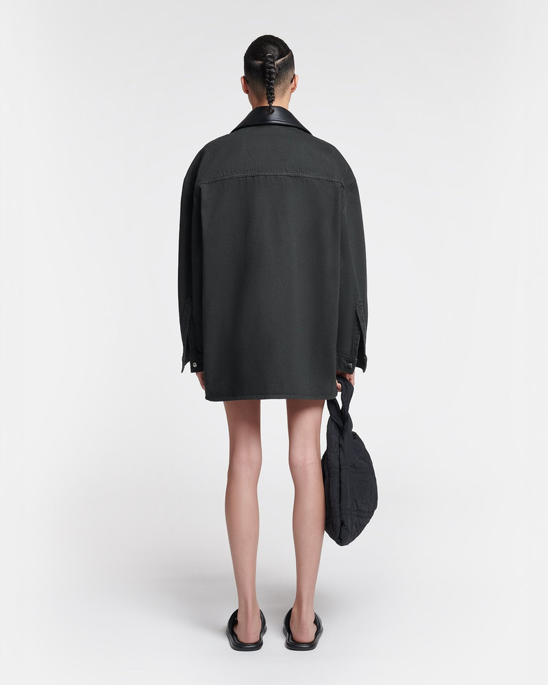 Leather-Trimmed Denim Shirt 4